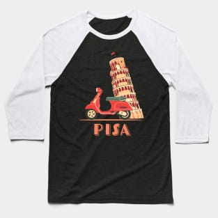 Pisa Tower Italy Scooter Baseball T-Shirt